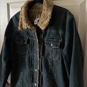 Gap Vintage 2003 Sherpa Lined‎ Jean Jacket Fleece Blue Denim Trucker Style Y2K thumbnail 5