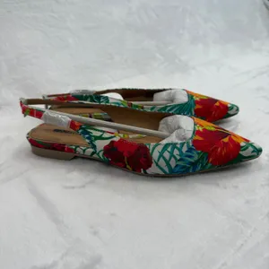 Matiko‎ Hawaiian Print Slingback Flats Pointed Toe Tropical Floral Shoes Size 36 thumbnail 5