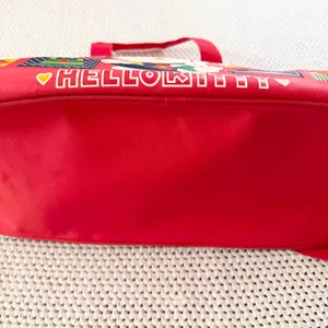 Hello Kitty Sanrio Red 1996 Nylon Vintage Square Tile Dome Weekender Duffel Bag thumbnail 8