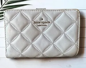 Kate Spade New York Gray Quilted Zip Around Wallet Bifold Organizer thumbnail 1