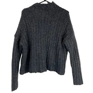 Aerie Grey Chunky Knit Mock Neck Wool Alpaca Sweater thumbnail 3
