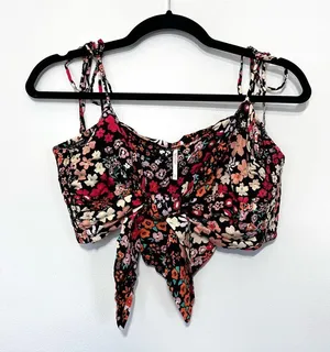 Free People NWOT Ava Floral Reversible Micro Top Large thumbnail 3