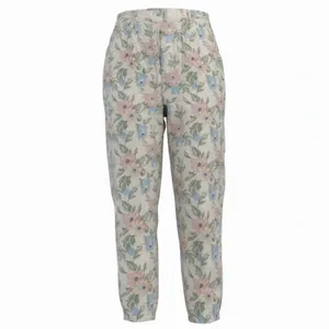Vintage 90s Pastel Floral Linen Pants TARAZZIA Size Large Cottage Coastal Boho thumbnail 9