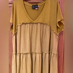 Saturday Sunday by Anthropologie Yellow Tiered Ruffle Maxi‎ Dress Size Small thumbnail 4