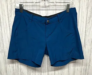 Patagonia Womens Blue Stretch Chino Shorts Size 8 Mid Rise Pockets Logo thumbnail 1