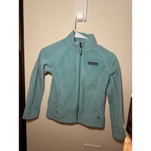 Columbia Womens Light Blue Full Zip Fleece Jacket Mock Neck Small S 7/8 thumbnail 2