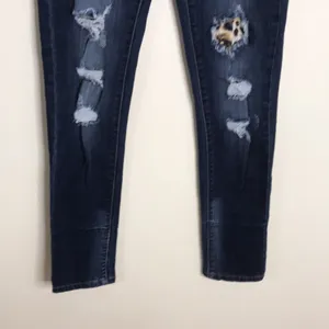 KanCan ladies distressed dark wash denim jeans with leopard patches on areas‎ 29 thumbnail 4