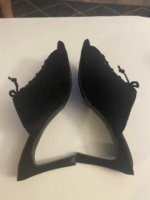 NW Diva Black Lace-Up Open-Back Mule Heels thumbnail 8