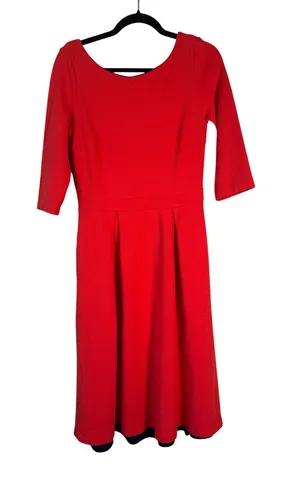 Boden Red Fit & Flare Mini Dress Womens 8 Classic Preppy Corp Core Modest thumbnail 1