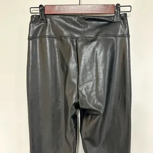 Abercrombie Split-Hem Vegan Leather Slim Flare Pants thumbnail 6