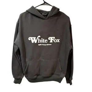 White Fox Twin Flame Heart Hoodie Sweatshirt Size XS/S Dark Grey Pullover thumbnail 3