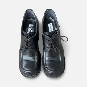 Vintage Y2K Steve Madden Black Leather Chunky Heel Oxford Shoes Size 7.5 grunge thumbnail 10