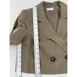 Miss Selfridge ASOS Cropped Blazer US 4 Taupe Double Breasted Lace Up Sleeves thumbnail 12