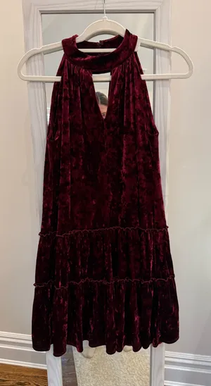 Laundry by Design Crushed red velvet mini dress thumbnail 1