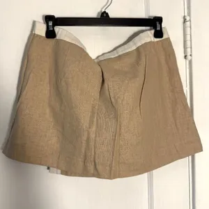 Abercrombie and Fitch Tan Linen Blend Wrap Skort Skirt Size M NWT thumbnail 3