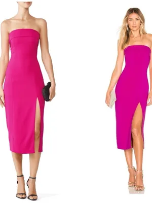 Revolve Jay Godfrey Kerr Strapless Midi Side Slit Cocktail Dress Pink Women's Size 0 thumbnail 2