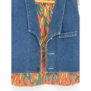 Vintage‎ Papaya Denim Vest and Skirt Set Size 8 Tropical Ruffle Western 80s 90s thumbnail 3
