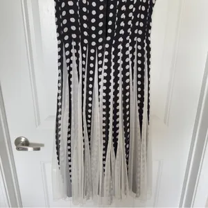 ASOS Women’s 4 Black White Mixed -Media Polka Dot Dress Whimsical Cocktail thumbnail 8