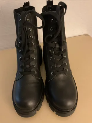 Steve Madden women Black platform Lace-Up Chunky Combat Boots US 9.5 thumbnail 5