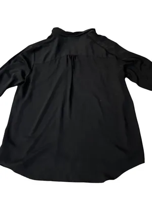 Maurices Women's XXL Black Button Front Blouse Roll Tab Sleeve Semi Sheer Used thumbnail 4