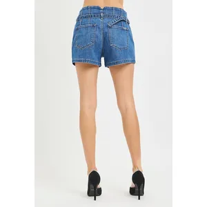 RISEN Double Button Slouchy Denim Shorts with‎ Belt - Medium thumbnail 4