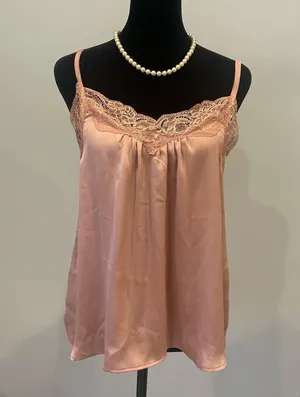 Blu Pepper Pink cami with lace trim small fit thumbnail 1