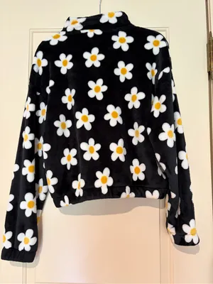 Black Daisy Quarter-Zip Fleece Pullover Size S thumbnail 2