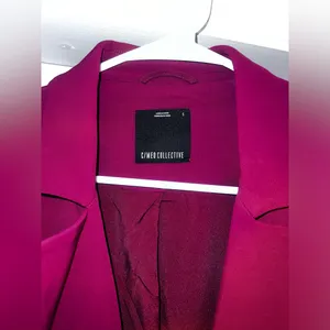 Revolve C/MEO Collective Red Notch Collar Blazer size Small Buttoned Golden thumbnail 3