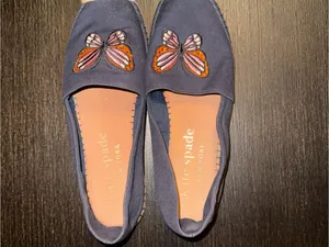 kate spade Navy Canvas Butterfly Espadrille Flats thumbnail 2