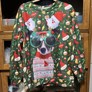 Sunglasses Dog Ugly Christmas Pullover Women’s M New thumbnail 4