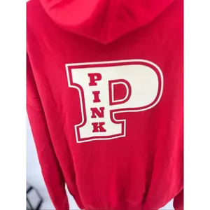 Victoria’s Secret Pink Full Zip Campus Hoodie Drawstring Logo NWT Red M thumbnail 13