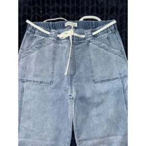 Risen Blue Denim Utility Pocket High‎ Rise Wide Leg Elastic Waistband Size 1XL thumbnail 2