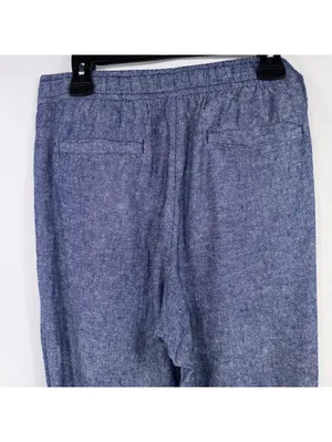 Old Navy Linen Blend Pull-On Cropped Pants Women’s Large Blue Chambray thumbnail 6