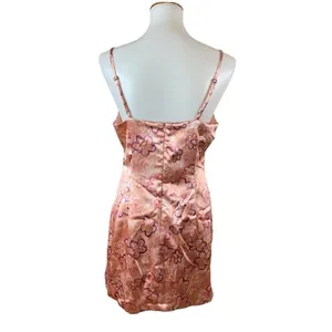 Wild Fable Pink Velvet Floral Print Slip‎ Dress Mini Spaghetti Strap Medium thumbnail 2