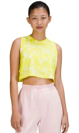 Lululemon All Yours Cropped Cotton Tank Top *Tie Dye Yellow Size 6 thumbnail 1