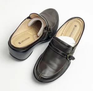 NATURALIZER Leather Brown Accent Buckle Wedge Mules Size 7 Casual Comfort thumbnail 1