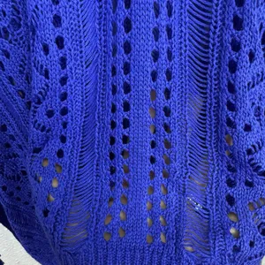 ZYIA Active Crochet Open Knit Knitted Cover Up Poncho Size XL Blue Beach Boho thumbnail 7