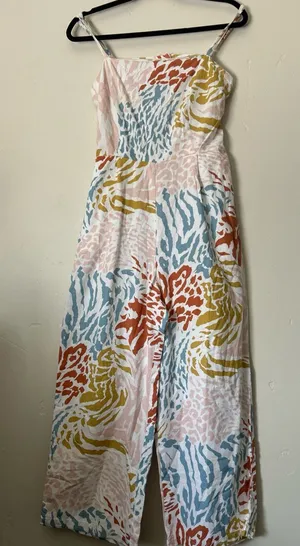 ASOS Design Women's Multi Color Jumpsuit Romper W/ Open Mid Back Sz 6 thumbnail 1