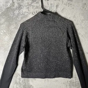 Lululemon Rest Less Cropped 1/2 Zip Herringbone Fade Black Size‎ 6 thumbnail 4