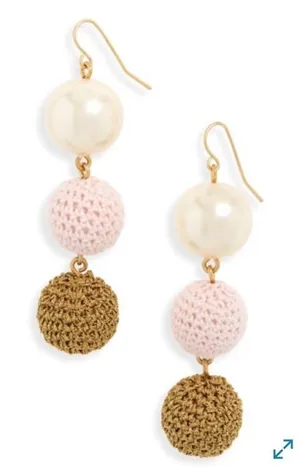 J crew Pearl crochet and bead drop earrings thumbnail 1