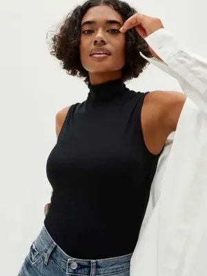 Everlane NWT Luster Mockneck Tank Bodysuit XS thumbnail 1
