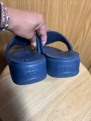 CROCS Navy Blue Sandal with Multicolor Striped Strap thumbnail 4