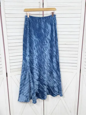 Free‎ People Noa Crushed Velvet Maxi Slip Skirt Royal Blue Small Boho Chic thumbnail 9