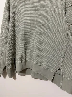 American Eagle Big Hug Waffle Crew Neck Sweatshirt Size Medium Green Big Hug thumbnail 6