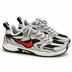 Nike V2K Run Metallic Silver Red Black Sneakers FN0314-005 Womens 7 thumbnail 2