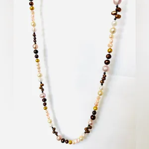 Neutral Beaded Opera Necklace Brown thumbnail 2