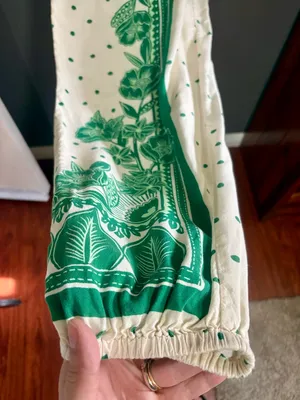 FARM RIO C ANTHROPOLOGIE Green & White Floral Dot Jumpsuit thumbnail 7