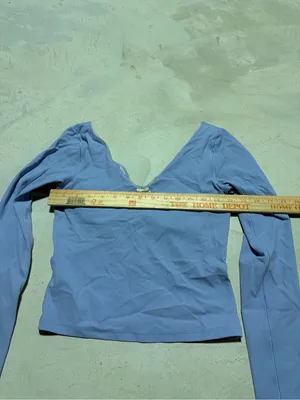 Aerie offline long sleeve ribbed cropped shirt blue small thumbnail 3
