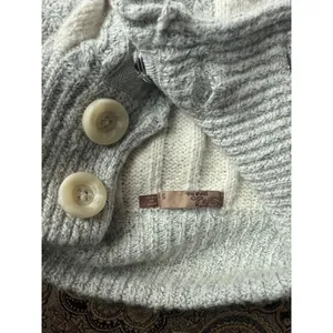prAna Angelica Women Cream Grey Cable Knit Mock Neck Cardigan Sweater‎ Sz small thumbnail 11