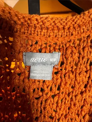 Aerie Rust Orange Crochet Knit Sleeveless Sweater Tank Top Boho Festival Medium thumbnail 5